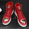 Red Snakeskin High Top Sneakers uomo Flat Casual Sneakers Zipper Fashion Luxury Club Hip Hop