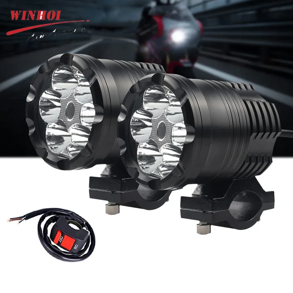 Fari a LED aggiuntivi da 60 W per moto Faretto universale per moto Faro per moto a LED ausiliario 12 V 24 V Lampada per auto