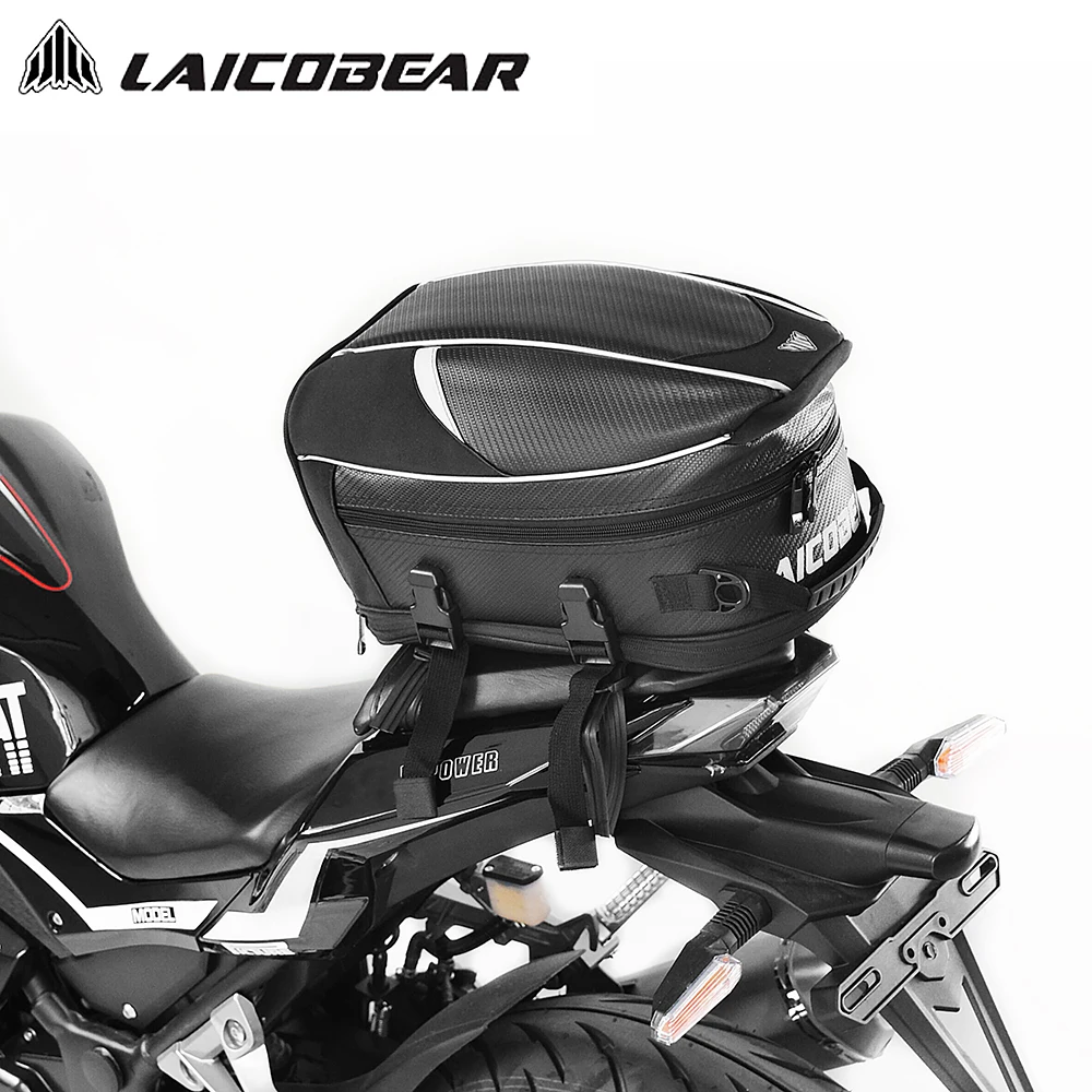 Borsa da coda per moto Borsa da viaggio impermeabile per moto nera Borsa da viaggio per pilota Borsa per sedile posteriore posteriore Borsa da sella di grande capacità
