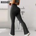 RUUHEE Leggings a coste senza cuciture Leggings svasati da donna per il Fitness Leggings per il