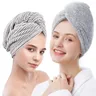 Hair Towels Bath Head Bamboo Charcoal Fiber Turban Wrap Quick Dry Anti-Frizz Hair Towels For Drying