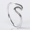 JUCHAO Fashion Simple Design Sea Wave Rings Ocean Surf Alloy Rose Gold Silver Color Finger Jewelry