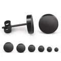 1 paio di orecchini a bottone rotondi neri in acciaio inossidabile da uomo 3-8mm orecchini a bottone