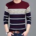 Maglione da uomo 2024 nuova primavera autunno o-collo a righe Slim maglieria maschile Pullover