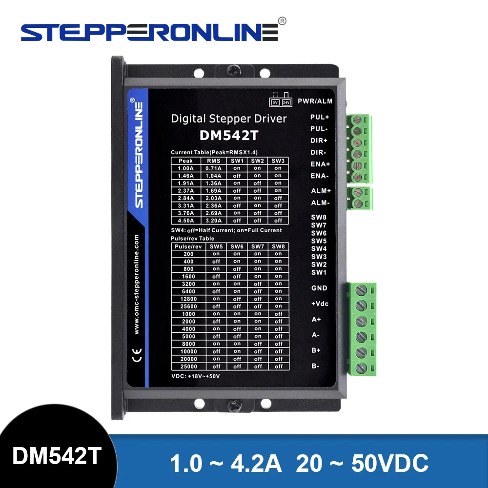 STEPPERONLINE DM542T Driver motore passo-passo 1.0-4.2A 20-50VDC Controller motore passo-passo digitale bifase per passo-passo Nema 17/23