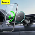 Baseus Supporto per telefono per auto Caricabatterie wireless per iPhone 14 13 12 Pro Max Samsung 15W LED Caricabatterie wireless magnetico a ricarica rapida