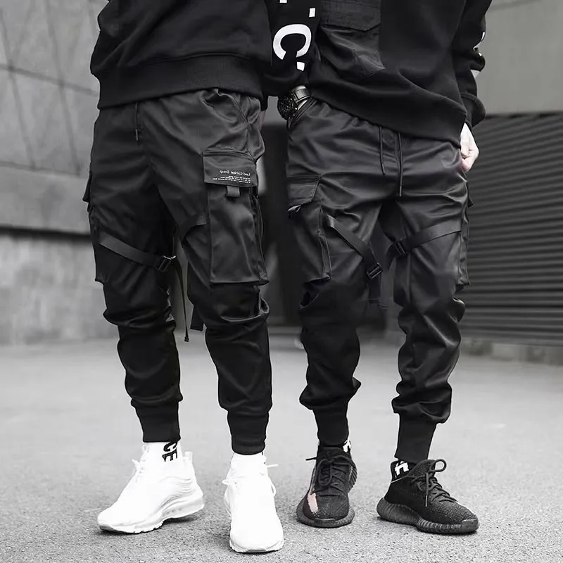 Pantaloni Harem Neri da Uomo Streetwear, Pantaloni Cargo Maschili 2026, Pantaloni Casual Hip Hop con Tasche, Pantaloni Oversize alla Moda
