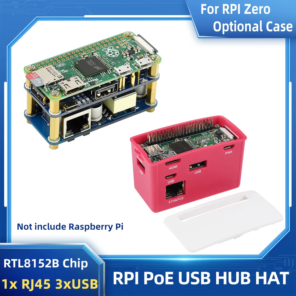 Raspberry Pi PoE Ethernet USB HUB HAT 3 x porte USB 2.0 RJ45 802.3af RTL8152B compatibile per Raspberry Pi Zero W WH 1.3