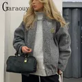 Garaouy 2023 primavera Vintage bomber da donna grigio Outwear con bottone solido manica lunga Top