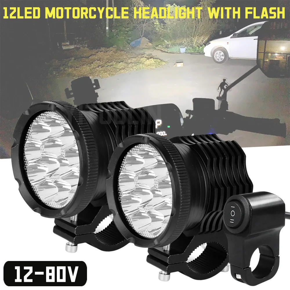 12 chip aggiuntivo per moto faro a led a lungo raggio alto/indicatore faretti ausiliari anteriori per moto per fendinebbia per moto