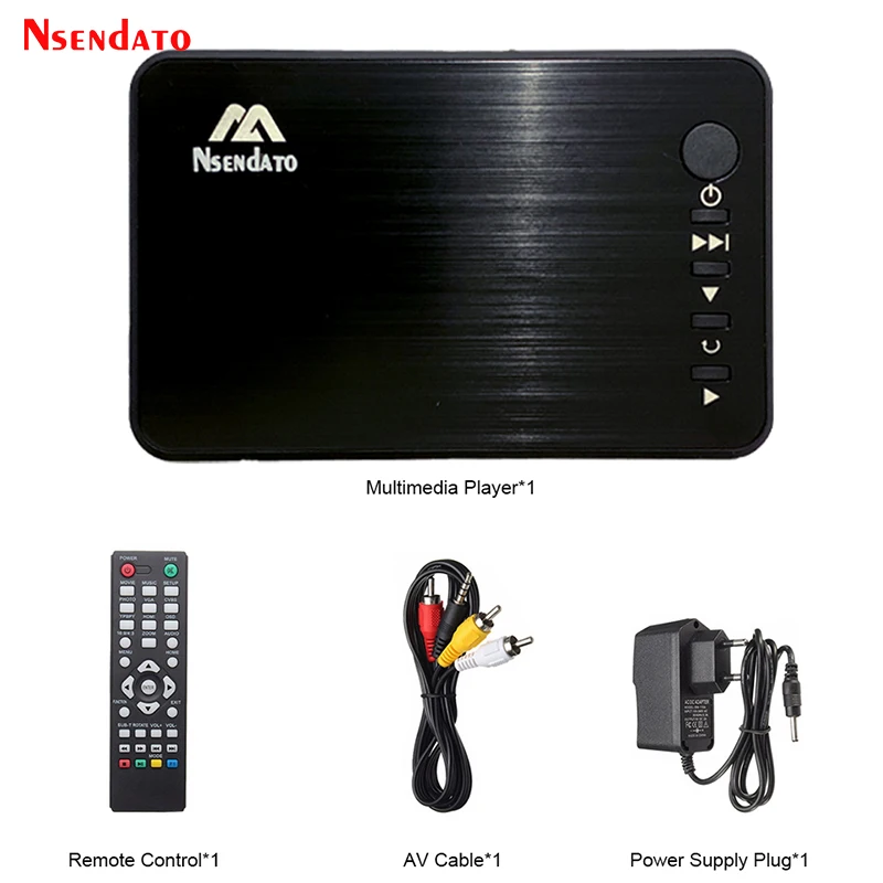 Mini lettore multimediale Full HD con funzione Autoplay 1080P, lettore multimediale esterno USB per HDD, SD, U Disk, uscita HD VGA AV per MKV RMVB