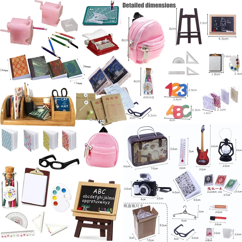 1:12 forniture scolastiche in miniatura per casa delle bambole Mini zainetto righello tavolo da disegno cavalletto in miniatura disegno modello accessori per casa delle bambole