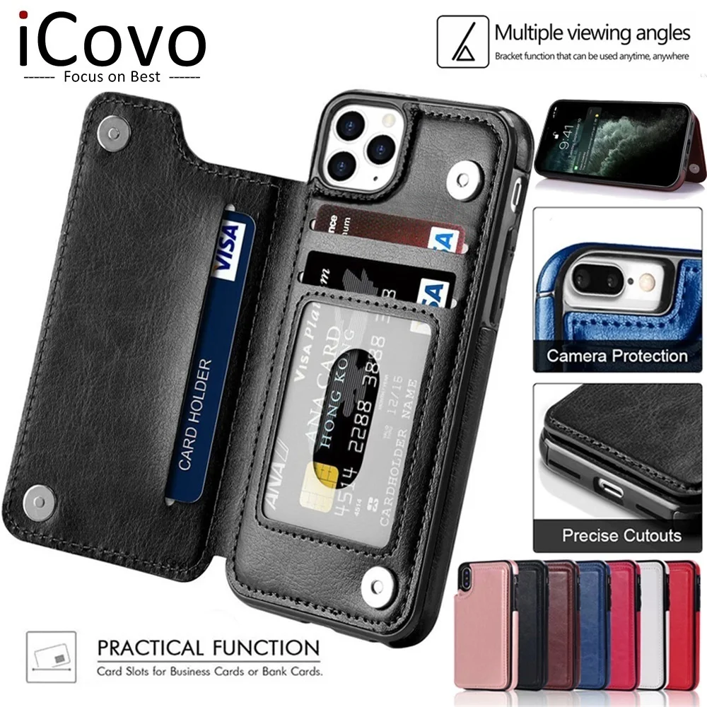 Custodia posteriore a portafoglio in pelle per Samsung S21 S20 FE Ultra S10 Plus Flip Cover A72 A52 A42 A32 A12 A53 A21s Slot per schede Nota 8 9 10 20