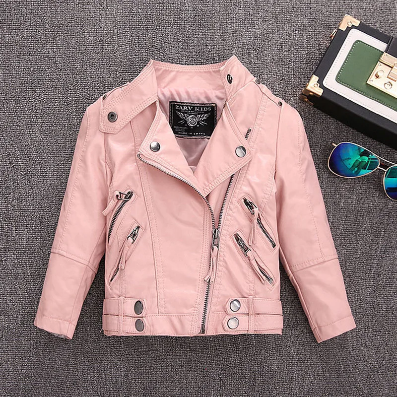 2-14 anni ragazze giacca in ecopelle bambini PU cappotto manica lunga cintura con Zip giacca locomotiva elegante Teen Kids Boys giacche
