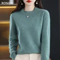RONGYI 100% pura lana mezzo collo Pullover autunno/inverno Cashmere maglione donna Casual maglia top