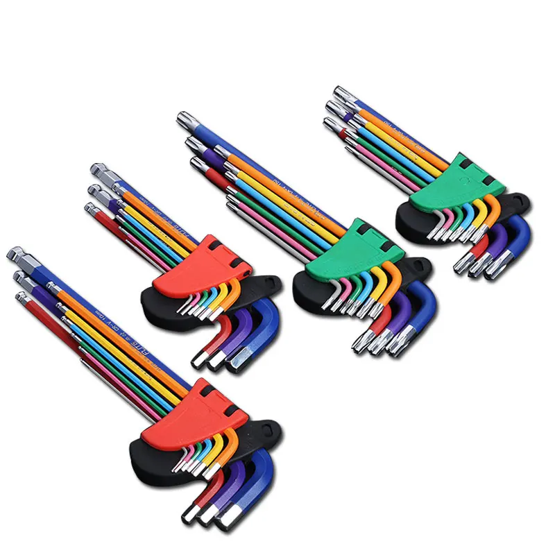 Set di chiavi a brugola Kit di chiavi a L per vite a brugola 9 pezzi Set di chiavi esagonali a braccio lungo da 1.5mm a 10mm utensili a mano con chiave esagonale per riparazione biciclette