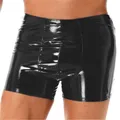 Boxer da uomo in pelle verniciata effetto bagnato Boxer Bulge Pouch Brief elastico in vita pantaloni