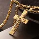 Collana da uomo Grande Gesù Croce Ciondolo e catena da uomo Collana con crocifisso cristiano in acciaio inossidabile color oro Gioielli religiosi maschili