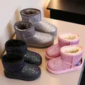 Stivali da principessa in velluto spesso Sneaker moda bambino peluche stivali da neve per bambini