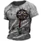 T-shirt da uomo con stampa bussola con mappa nautica vintage T-shirt estiva allentata quotidiana a maniche corte da uomo T-shirt casual Abbigliamento unisex Abbigliamento