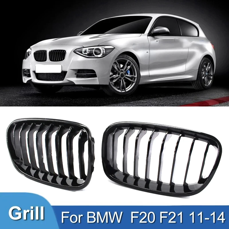 Pulleco Per BMW Serie 1 F20 F21 116i 118i Griglia Auto Griglia Anteriore Rene Griglie Gloss Nero Racing Grill 2011-2014 Accessori