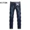 KSTUN Jeans da uomo 2023 pantaloni di Jeans estivi Slim Straight Dark Blue Regular Fit pantaloni