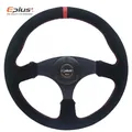 EPLUS Volante sportivo per auto-styling Alcanta PVC universale 14 pollici 350 mm Retrofit in alluminio modificato Rosso GIALLO