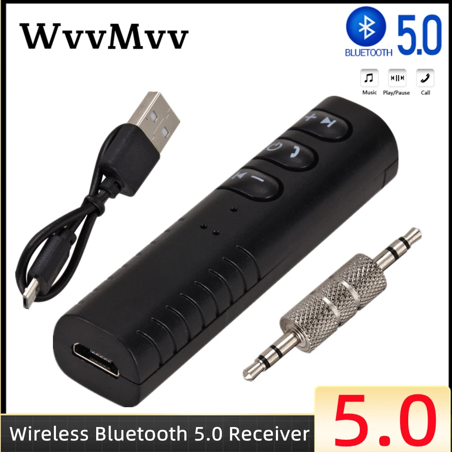 Adattatore ricevitore wireless 5.0 compatibile con Bluetooth Jack da 3,5 mm Adattatore ricevitore Aux wireless per cuffie per auto PC Musica MP3