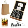 Whisky Stones & Glasses Set Granite Ice Cube per Whisky Whisky Chilling Rocks In scatola di legno