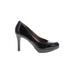 Moda Spana Heels: Slip-on Stiletto Cocktail Party Black Solid Shoes - Women's Size 6 - Round Toe