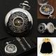 NOALED Vintage Pocket Watch Retro Double Hunter Mechanical Skeleton Pocket Watch Gift Necklace Watches Men Women Pendant Jewelry
