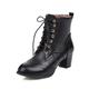Women Vintage Victorian Boots Lace up Pointed Toe Louis Heel Boots Black Leather Ankle Boots Wide Fit Gothic Steampunk Ankle Boots for Women with Heel Autumn Winter Comfy Outdoor Boots (7-Black, 5)