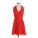 Bebe Cocktail Dress - A-Line: Orange Solid Dresses - Women's Size X-Small