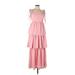 Lost Ink Casual Dress - A-Line Square Sleeveless: Pink Print Dresses - Women's Size Medium