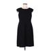 Jones Studio Casual Dress - Sheath High Neck Short sleeves: Black Print Dresses - Women's Size 6 Petite
