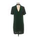 Zara Casual Dress - Mini Plunge Short Sleeve: Green Print Dresses - Women's Size Small