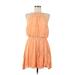 Blue Rain Casual Dress - Mini Halter Sleeveless: Orange Print Dresses - Women's Size Medium