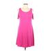 TMG New York Casual Dress - A-Line Scoop Neck Short sleeves: Pink Print Dresses - New - Women's Size Large