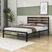 17 Stories Cashala Metal Platform Bed w/ Wood Headboard Wood in Brown | 37 H x 54 W x 77 D in | Wayfair CBA06D1209814E85AD3797BA24678915