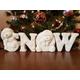 Paint Your Own Snow Letters Kit, 3D Ceramic Bisque Christmas Decoration Freestanding Snow Sign With Snowmen, DIY Ceramic Craft Kit & Paints