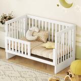 Convertible Crib for Toddler Bed, Full Size Bed with Changing, White