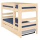 Pack lit superpose gigogne avec 2 matelas bois massif 90x190 cm