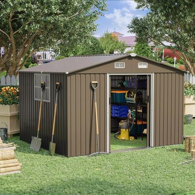 Outdoor Permanent Metal Storage Sheds for Gardening Tools, Patio Sheds Warehouse Vault