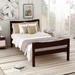 Espresso, Walnut Twin Size Wood Platform Bed with Headboard - Solid Pine Wood, Space-Saving Design, White Finish