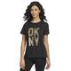 DKNY Women's S/S Stack Logo Tee T-Shirt, Black, Small