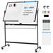 Costway 32 x 48 Portable Rolling White Board Reversible Dry Erase Board withBlack Markers