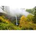 South Falls splashing into a pool with fog and autumn coloured foliage in Silver Falls State Park; Oregon United States of America Poster Print by Craig Tuttle (17 x 11)