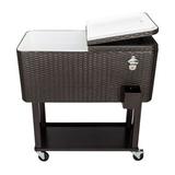 Frozen cart - rattan square leg model 80QT Rattan Square Legs Cooler with Shelf