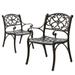 PATIO-IN Cast Aluminum Patio Chairs Set of 2 with Armrests Metal Bistro Chairs Outdoor Patio Dining Chairs for Garden Bronze