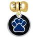 3/4 Navy Blue Paw in Black Circle - Gold Tone Bow Charm Bead
